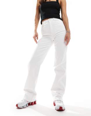 Dr Denim Moxy Straight Leg Jeans In White Wash