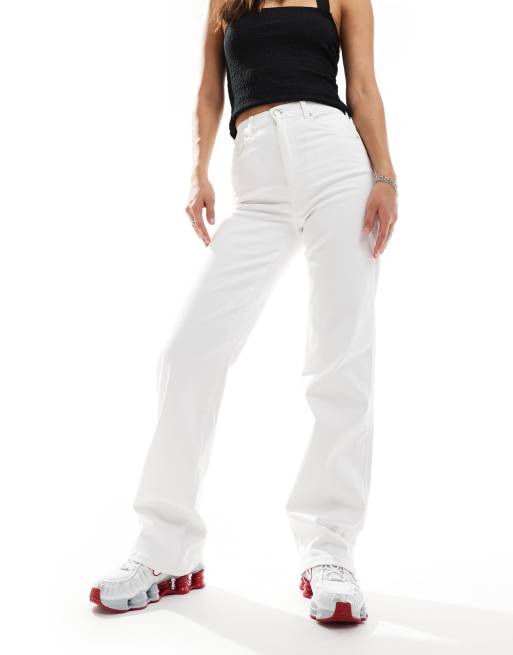 Dr Denim Moxy straight leg jeans in white Gold