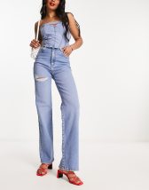 French Connection denim culottes in summer white - WHITE