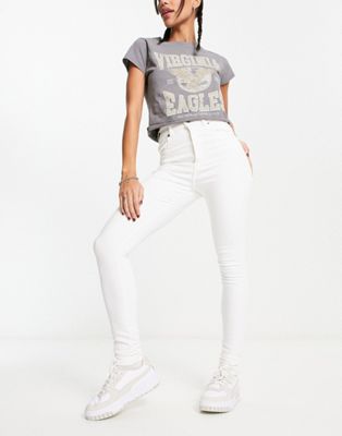 Dr Denim Moxy super skinny high rise jeans in off white