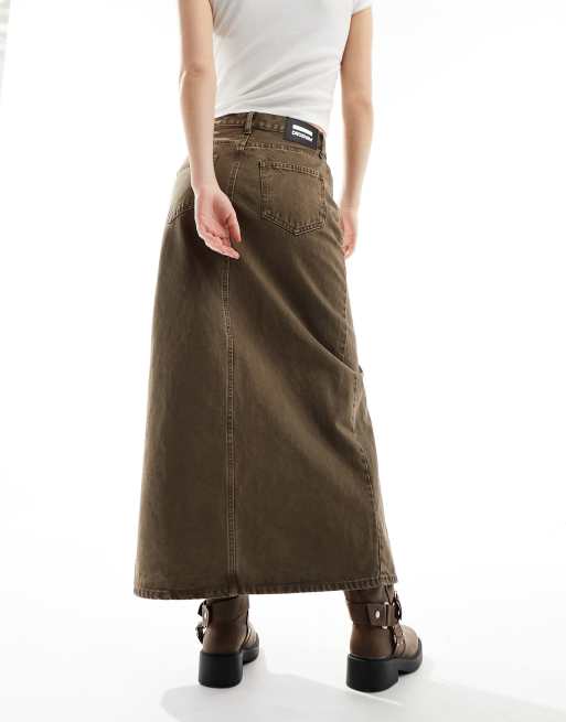 Maxi denim 2025 skirts khaki