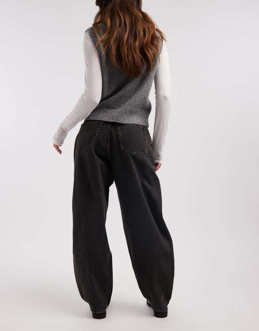Dr. Denim – Nanci – Barrel-Leg-Jeans in verwaschenem Schwarz mit mittelhohem Bund, 2 von 5