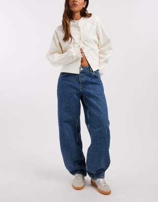 Dr Denim Dr Denim Nanci mid waist relaxed fit barrel leg in midwash blue