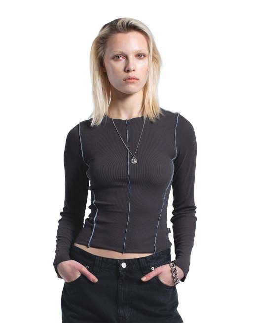 Dr Denim Nicola top in grey, 6 of 7