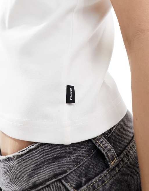 Dr Denim - Nina - Essential - Slim Fit t-shirt med korte ærmer i offwhite, 4 af 4