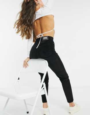 Dr Denim Nora high rise mom jeans in black cord