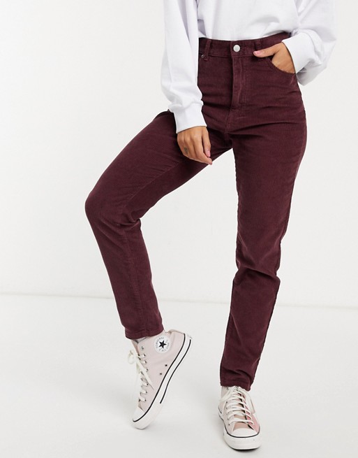 Dr Denim Nora high rise mom jeans in burgundy cord
