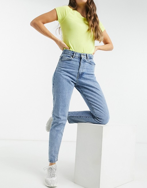 Dr Denim Nora high rise mom jeans in washed blue