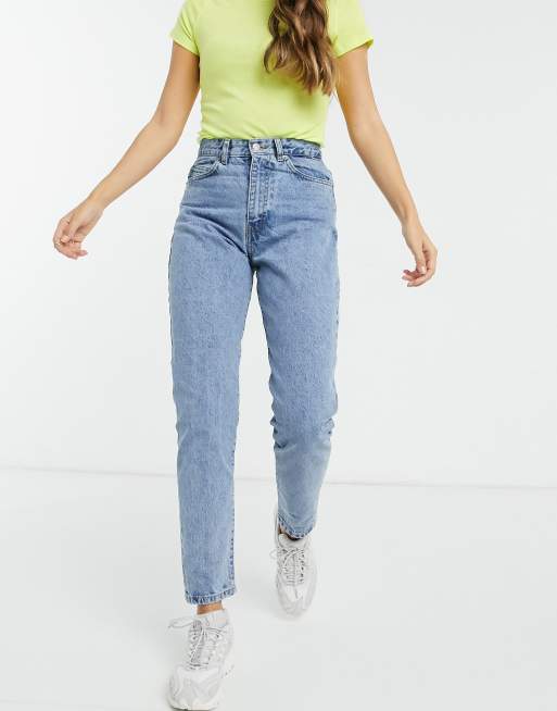 Dr Denim Nora high rise mom jeans in bleach wash blue