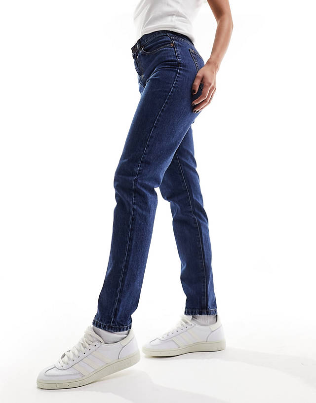 Dr Denim - nora high waist mom fit tapered leg jeans in mid retro blue