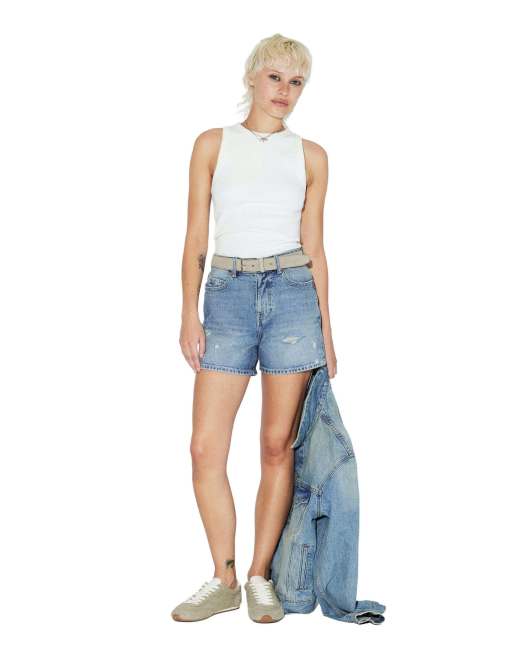Dr Denim Nora mom fit denim shorts in blue, 4 of 7