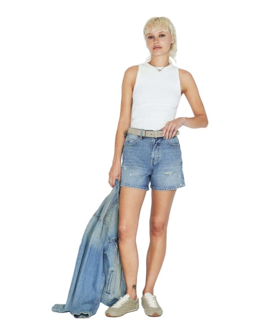 Dr Denim Nora mom fit denim shorts in blue, 6 of 7