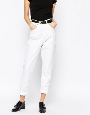 mom fit white jeans