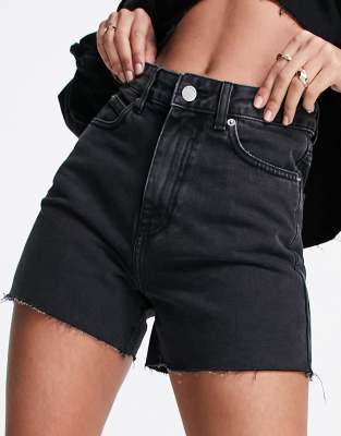 Nora sky high denim mom shorts in washed black