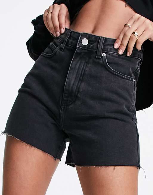 Dr Denim Nora sky high denim mom shorts in washed black