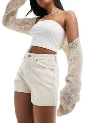 Dr Denim Dr Denim Nora straight leg denim shorts in loom state ecru wash-White
