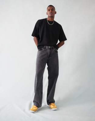 Dr Denim - Omar - Jean ample droit - Noir marbré
