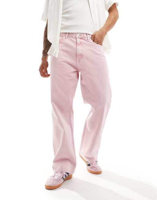 Dr. Denim - Omar - Jeans met rechte wijde pijpen in roze met wassing