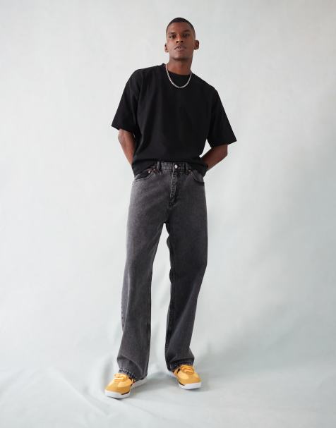 Dr. Denim – Omar – Jeans mit geradem, weitem Schnitt in marmoriertem Schwarz - view 1