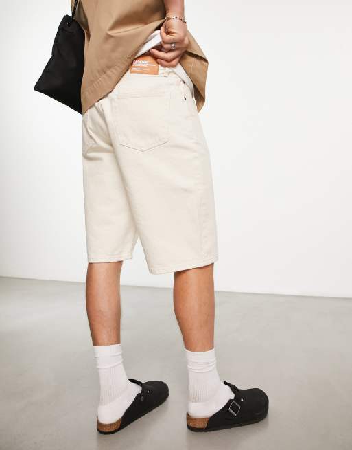 Dr Denim Omar relaxed fit straight leg shorts in ecru, 4 of 4