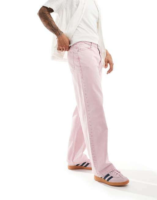 Dr Denim – Omar – Szerokie jeansy z prostymi nogawkami w spranym różowym kolorze, 3 z 5