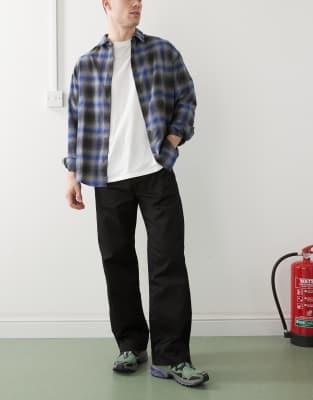 Dr Denim Dr Denim Omar tailored mid waist wide leg chino pant in black-Navy