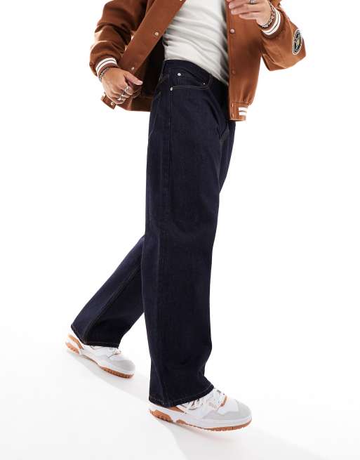Dr Denim – Omar – Weite Jeans mit geradem Schnitt in dunkelblauer Stream-Waschung