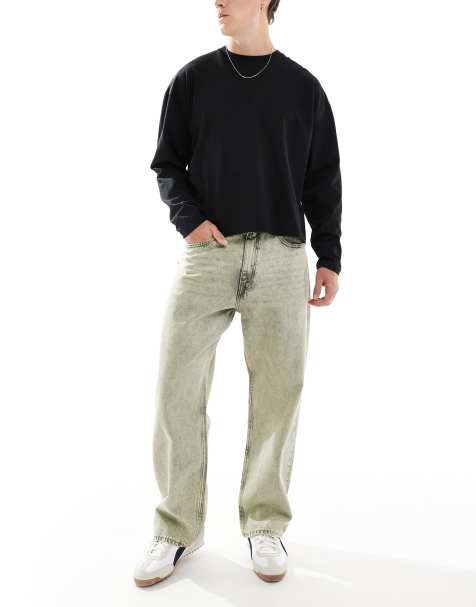 Dr Denim Omar wide relaxed fit straight leg jeans in jet yellow tint wash - view 1