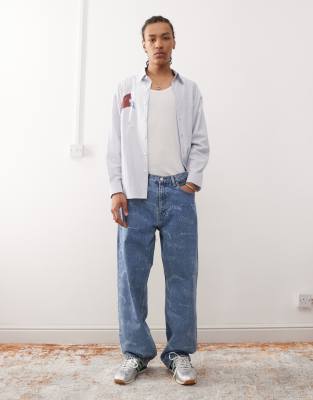 Dr Denim Dr Denim Omar wide relaxed fit straight leg jeans in stream sky retro anniversary-Blue