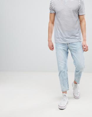 cropped light wash jeans