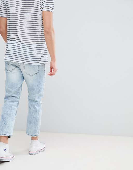 Dr Denim Otis Light Blue Wash Blue Cropped Jeans Asos