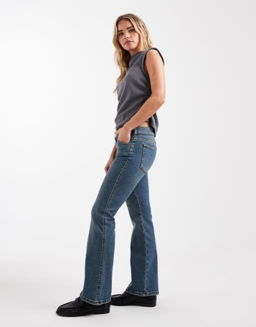 Dr Denim Petite - Bootcut jeans met lage taille in indigoblauw met donkere wassing, 2 van 5