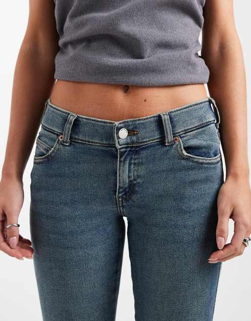 Dr Denim Petite - Bootcut jeans met lage taille in indigoblauw met donkere wassing, 4 van 5