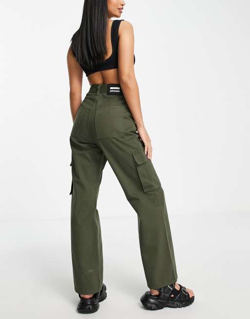 Dr Denim Petite – Echo – Cargohose in Khaki mit superhohem Bund und weitem Bein, 2 von 4