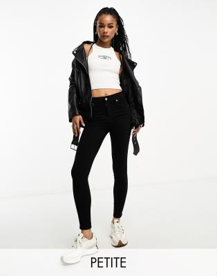 Dr Denim Petite Dr Denim Petite Lexy mid rise super skinny jeans in black