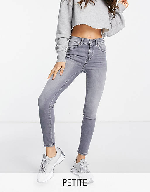 Dr Denim Petite Lexy mid rise super skinny jeans in washed grey | ASOS