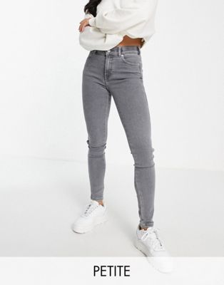 Dr Denim Petite Lexy mid rise super skinny jeans in washed grey