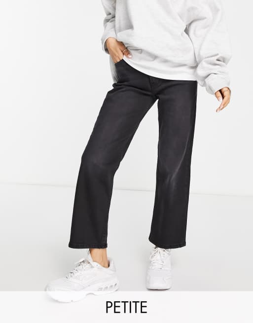 Dr Denim Petite Li straight leg jeans in black | ASOS