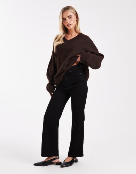 Dr Denim Petite Moxy straight leg jeans in black