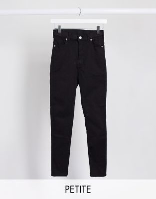 Dr Denim Petite Moxy sky high waist skinny jeans-Black