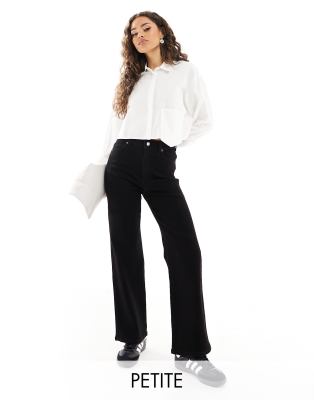 Dr Denim Petite Moxy straight leg jeans in clean black wash - ASOS Price Checker