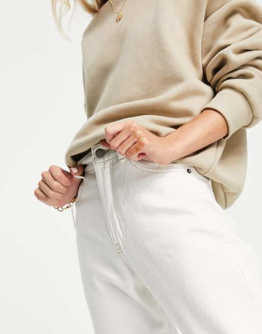 Dr Denim Petite Nora high rise mom jeans in ecru, 3 of 4