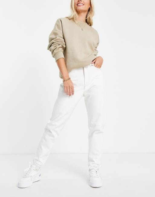 Dr Denim Petite Nora high rise mom jeans in ecru, 4 of 4