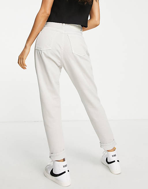 Women Dr Denim Petite Nora high rise mom jeans in off white 