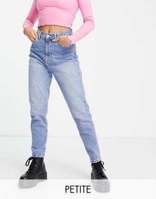 Dr Denim Petite Nora stretch sky high mom jeans in light stone - ASOS Price Checker