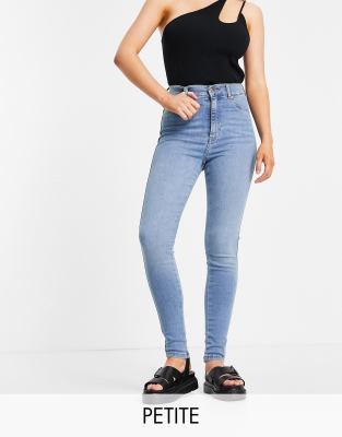 Dr Denim Petite Solitaire high waist super skinny jeans in light blue - ASOS Price Checker