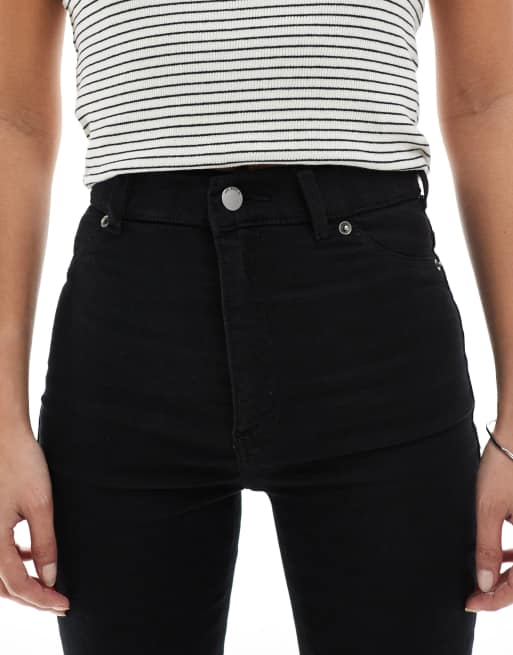 Dr Denim Petite - Solitaire - Højtaljede Super Skinny-jeans i ren sort vask, 4 af 5