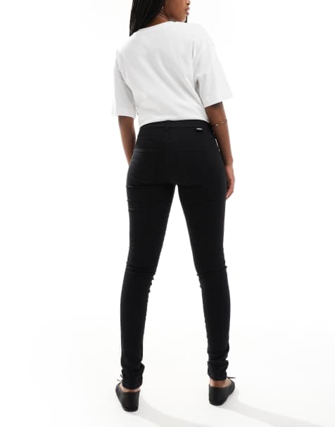 Dr Denim Plenty mid waist skinny fit jeans in black - view 2