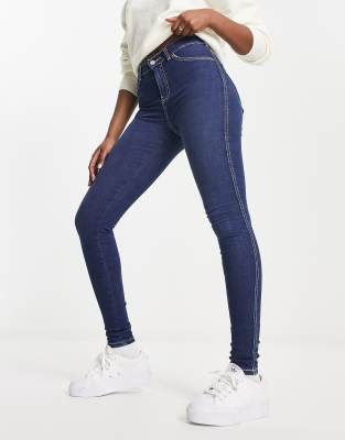 Dr Denim Lexy Skinny Jeans In Dark Wash-blue In Black