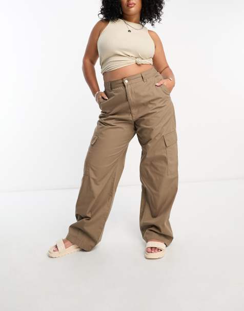 Plus size high on sale waisted cargo pants